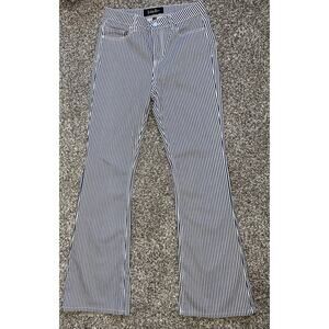 Indigo Rein Jeans Womens Size 9 Blue White Stripe Casual Flare Bell Bottom Pants